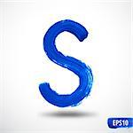 Alphabet Letter S. Watercolor Alphabet. Vector Background