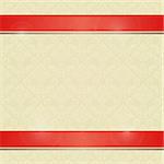 Invitation Card with Horizontal Red Line Decoration. Vector Background