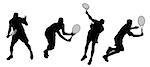 Vector tennis athletes silhouettes.