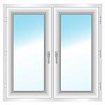 white farme closed  double window isolated on white. Vector illustration.