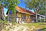 Traditional cottage made of wood and mud in Croatia, region of Prigorje