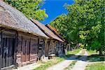 Historic wooden cottages road in Croatia, region of Prigorje