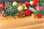 christmas decoration on the wooden table