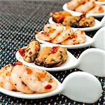 Mussel and Shrimp with white wine sauce on table