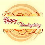 happy thanksgiving day - orange text and autumn colors circles, holiday greeting card