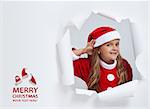 Santa hears your christmas wishes - little girl eavesdropping on your dreams, with copy space