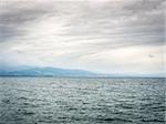 Picture of the lake Bodensee on a very cloudy and rainy day