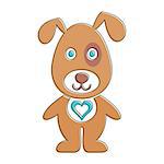 Cute brown dog cartoon with heart on white