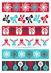 Set of six colored christmas ornamental pattern banners