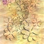 background with paper flowers on aged crumpled background