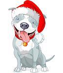 Illustration of Christmas Pit Bull Dog