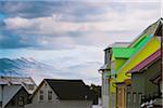 Colorful Houses in the foreground and Mountain in the background, Reykjavik, Iceland