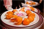 Close-up of traditional Chinese crab appetizers on platter, wedding reception, Ontario, Canada