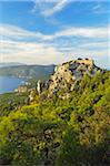 Monolithos Castle and Aegean Sea, Rhodes, Dodecanese, Aegean Sea, Greece, Europe