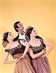 1970s SPANISH BALLET DANCER MAN TWO WOMEN COSTUMES POSED TOGETHER