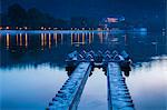 Kandy Lake and the Temple of the Sacred Tooth Relic (Sri Dalada Maligawa) at night, Kandy, Central Province, Sri Lanka, Asia