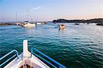 Mirissa harbour, whale watching boat heading out on a whale watching trip, South Coast, Sri Lanka, Asia