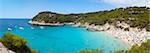 Elevated view over the idyllic beach of Cala Mitjana, Menorca, Balearic Islands, Spain, Mediterranean, Europe