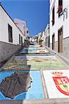 Ceramic tiles showing parts of the Canary Islands, Firgas, Gran Canaria, Canary Islands, Spain, Europe