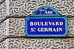Boulevard St Germain street sign, Paris, France
