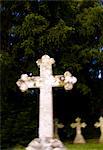 Gravestones in churchyard at All Saints Church in Church Lench, Worcestershire, UK