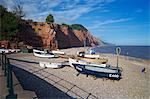 Beach and cliffs on the Jurassic Coast, UNESCO World Heritage Site, Sidmouth, Devon, England, United Kingdom, Europe