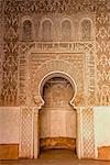 Mihrab in little mosque, Koranic School of Medersa Ben Youssef, dating from 1570, UNESCO World Heritage Site, Marrakech, Morroco, North Africa, Africa