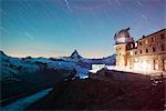 The Matterhorn, 4478m, and Gornergrat Observatory, Zermatt, Valais, Swiss Alps, Switzerland, Europe