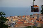 View of Old Town, UNESCO World Heritage Site, and cable car, Dubrovnik Dalmatian Coast, Dalmatia, Croatia, Europe