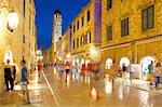 Stradun at dusk, UNESCO World Heritage Site, Dubrovnik, Dalmatian Coast, Dalmatia, Croatia, Europe