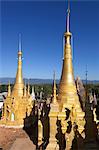 Shwe Inn Thein Pagoda, containing 1054 17th and 18th century Zedi, Inle Lake, Shan State, Myanmar (Burma), Asia