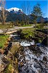 Scenic view of mountains and stream, Peulla, Parque Nacional Vicente Perez Rosales, Patagonia, Chile