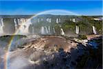 Scenic view of Iguacu Falls with rainbow, Iguacu National Park, Parana, Brazil