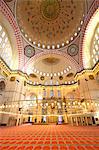 Interior of Suleymaniye Mosque, UNESCO World Heritage Site, Istanbul, Turkey, Europe