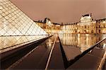 The Louvre and Pyramid, Paris, Ile de France, France, Europe