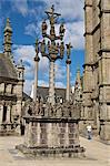 Calvary, St. Thegonnec parish enclosure dating from 1610, Leon, Finistere, Brittany, France, Europe