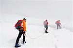 Climbers on Breithorn mountain, Zermatt, Valais, Swiss Alps, Switzerland, Europe