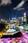 Elevated view over the Entertainment district of Clarke Quay, the Singapore River and city skyline, Singapore, Southeast Asia, Asia