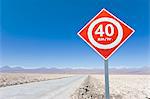 Road sign in the Atacama Desert, Norte Grande, Chile, South America