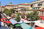 The morning fruit and vegetable market, Cours Saleya, Nice, Alpes Maritimes, Provence, Cote d'Azur, French Riviera, France, Europe