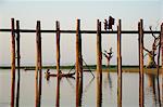 U Bein bridge at Amarapura, Taung Thama Lake, Mandalay Province, Myanmar (Burma), Asia