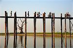 Taung Thama Lake and U Bein bridge at Amarapura, Mandalay Province, Myanmar (Burma), Asia