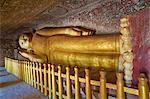 Reclining Buddha statue in the Po Win Daung Buddhist cave, dating from the 15th century, Monywa, Sagaing Division, Myanmar (Burma), Asia