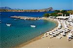 Lindos Beach, Lindos, Rhodes, Dodecanese, Greek Islands, Greece, Europe