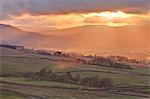 Sunset over Askrigg Common in the Yorkshire Dales, Yorkshire, England, United Kingdom, Europe