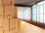 3D-Illustration of Pile of Cardboard Boxes to be Returned in Loft