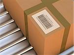 3D-Illustration of Parcel Return Service on Conveyor Belt