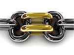 Double gold chain link. Concept 3D illustration.