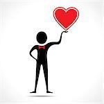 Man holding a heart icon stock vector