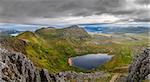 Panoramic view of Scottish highlands, mountains in Loch Assynt area, United Kingdom